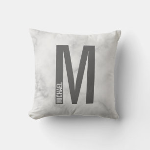 Modern Personalized Bold Monogram and Name Throw Pillow