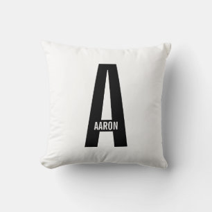 Modern Personalized Bold Monogram and Name Throw Pillow