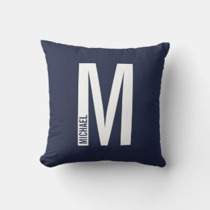 Modern Personalized Bold Monogram and Name Throw Pillow