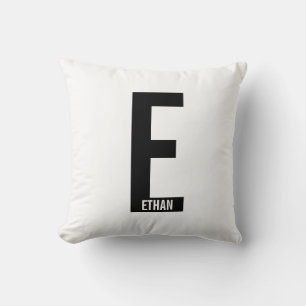 Modern Personalized Bold Monogram and Name Throw Pillow