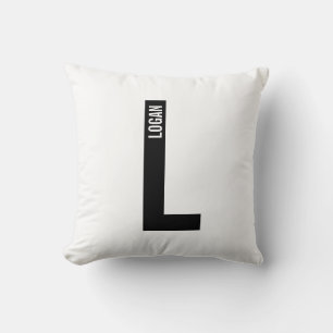 Modern Personalized Bold Monogram and Name Throw Pillow