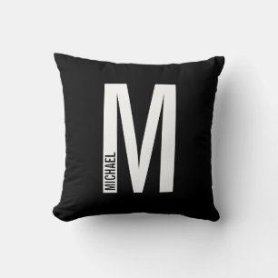 Modern Personalized Bold Monogram and Name Throw Pillow