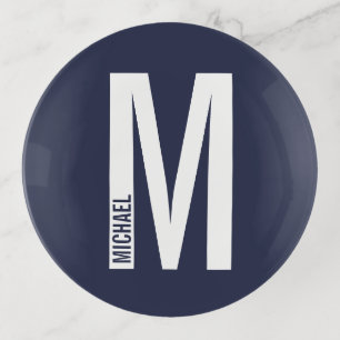 Modern Personalized Bold Monogram and Name Trinket Tray