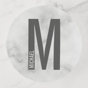 Modern Personalized Bold Monogram and Name Trinket Tray