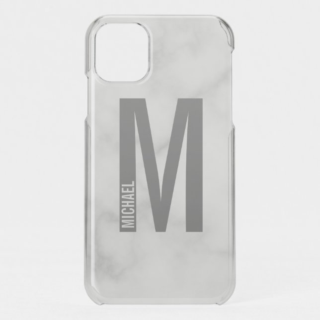 Modern Personalized Bold Monogram and Name Uncommon iPhone Case (Back)