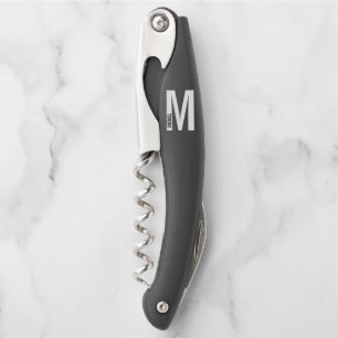 Modern Personalized Bold Monogram and Name Waiter' Waiter's Corkscrew