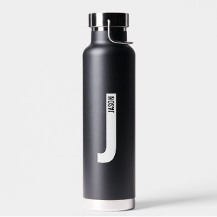 Modern Personalized Bold Monogram and Name Water Bottle