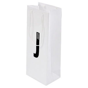 Modern Personalized Bold Monogram and Name Wine Gift Bag