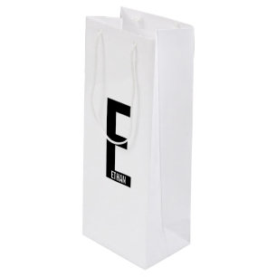 Modern Personalized Bold Monogram and Name Wine Gift Bag