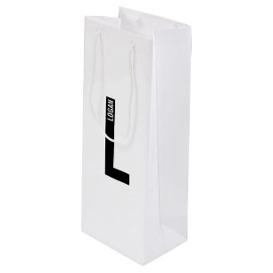 Modern Personalized Bold Monogram and Name Wine Gift Bag