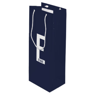 Modern Personalized Bold Monogram and Name Wine Gift Bag