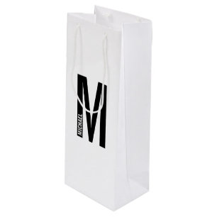 Modern Personalized Bold Monogram and Name Wine Gift Bag