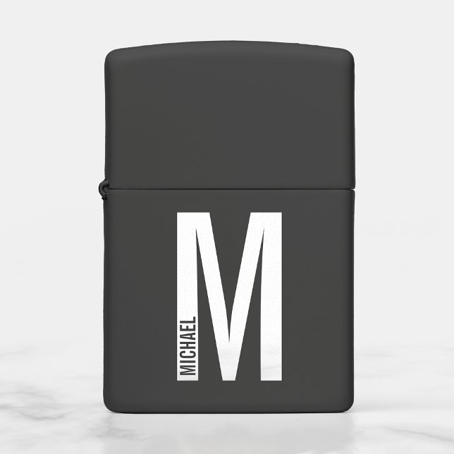 Modern Personalized Bold Monogram and Name Zippo Lighter (Creator Uploaded)