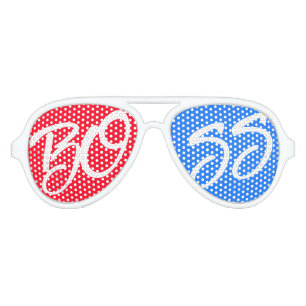 Modern Personalized Boss Red And Blue Aviator Sunglasses