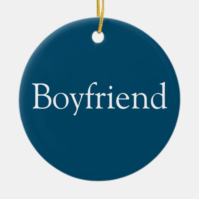 Modern Personalized Boyfriend Definition Fun Blue Ceramic Ornament (Front)