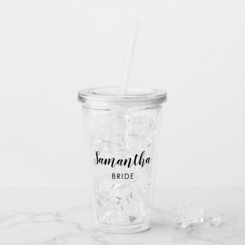 Modern Personalized Bride Acrylic Tumbler