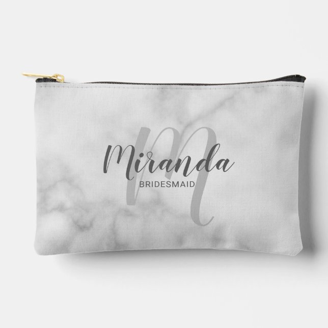 Modern Personalized Bridesmaid Monogram Name Accessory Pouch (Front)