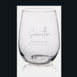 Modern Personalized Bridesmaid Proposal Stemless Wine Glass<br><div class="desc">Modern Personalized Bridesmaid Proposal Stemless Etched Engraved Wine Glass with custom name and wedding date</div>