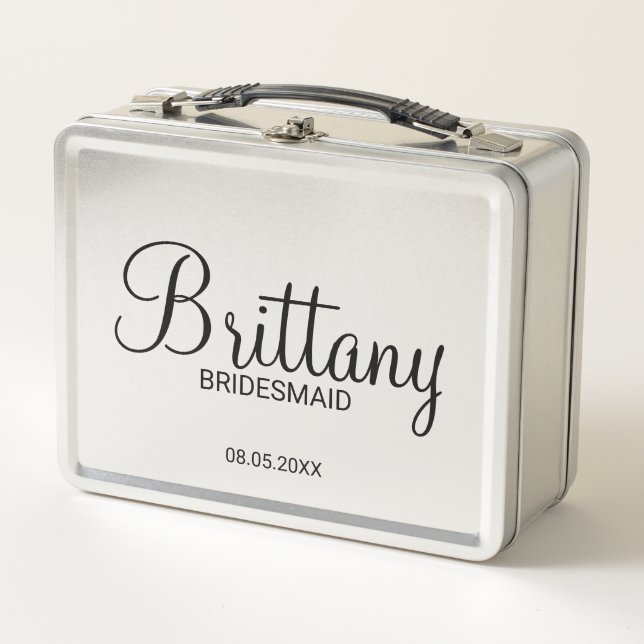 Modern Personalized Bridesmaids Metal Gift Box (Front)