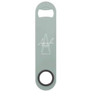 Modern Personalized Bridesmaid's Monogram and Name Bar Key