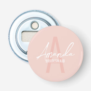Modern Personalized Bridesmaid's Monogram and Name Bottle Opener