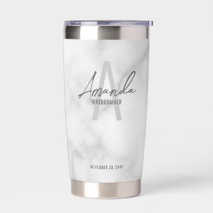 Modern Personalized Bridesmaid's Monogram and Name Insulated Tumbler