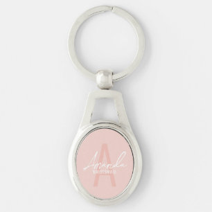 Modern Personalized Bridesmaid's Monogram and Name Keychain