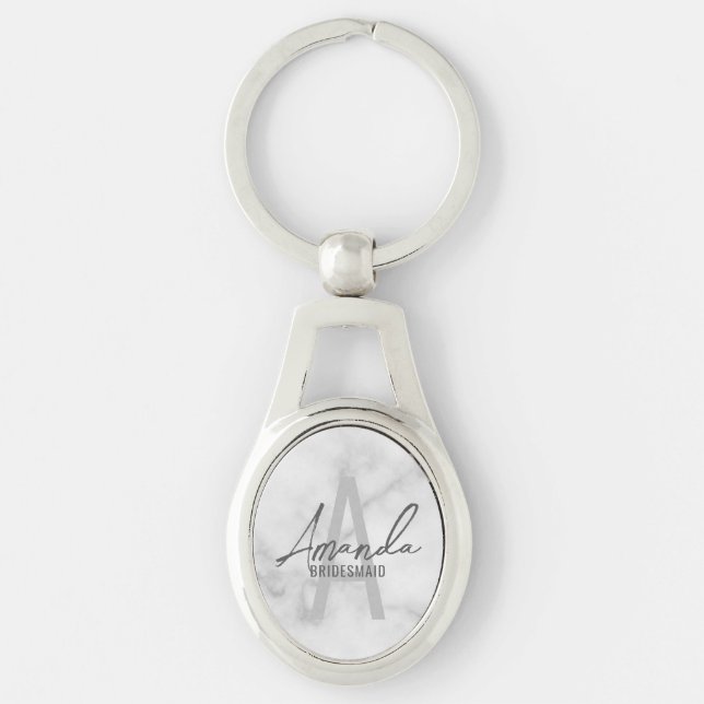 Modern Personalized Bridesmaid's Monogram and Name Keychain (Front)