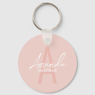 Modern Personalized Bridesmaid's Monogram and Name Keychain