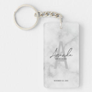 Modern Personalized Bridesmaid's Monogram and Name Keychain