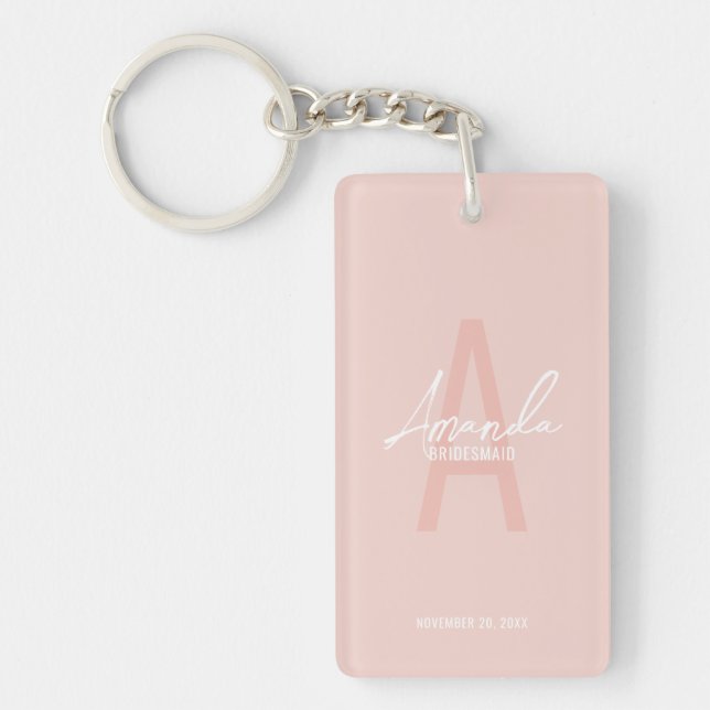Modern Personalized Bridesmaid's Monogram and Name Keychain (Front)