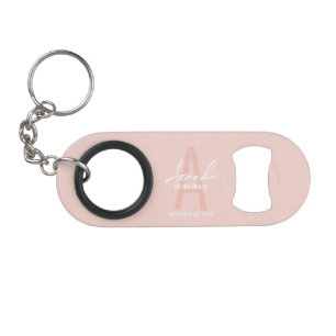Modern Personalized Bridesmaid's Monogram and Name Keychain Bottle Opener