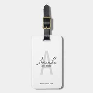 Modern Personalized Bridesmaid's Monogram and Name Luggage Tag