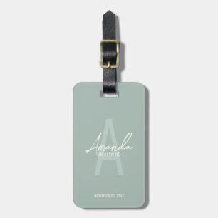 Modern Personalized Bridesmaid's Monogram and Name Luggage Tag