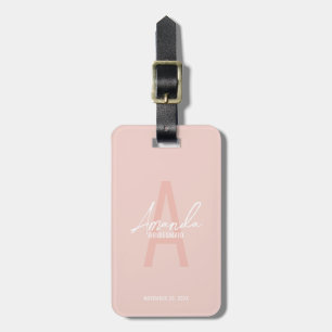 Modern Personalized Bridesmaid's Monogram and Name Luggage Tag