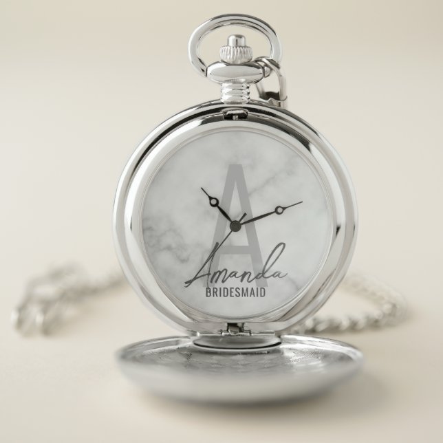 Modern Personalized Bridesmaid's Monogram and Name Pocket Watch (Inside)