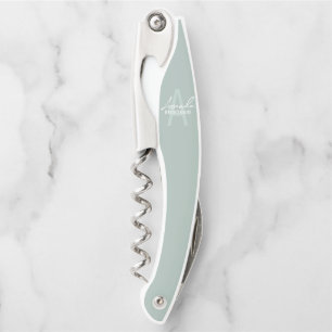 Modern Personalized Bridesmaid's Monogram and Name Waiter's Corkscrew