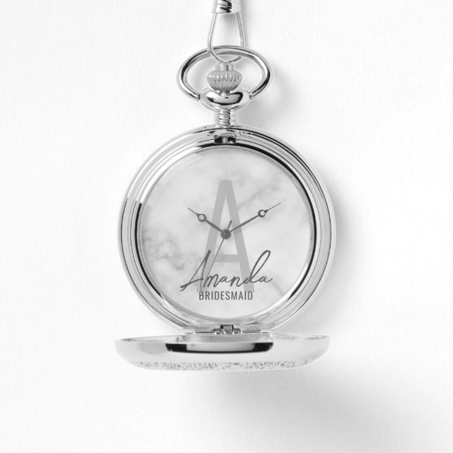 Modern Personalized Bridesmaid's Monogram and Name Watch (Front)