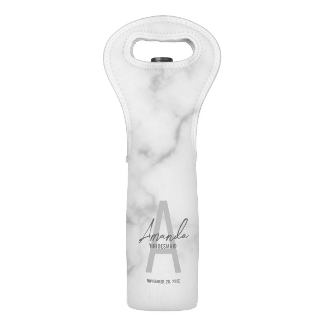 Modern Personalized Bridesmaid's Monogram and Name Wine Bag (Front)