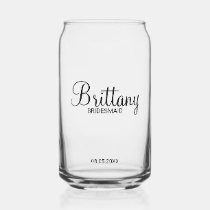 Modern Personalized Bridesmaids Name Can Glass