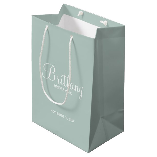 Modern Personalized Bridesmaids Name Medium Gift Bag (Front Angled)