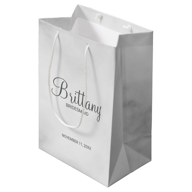 Modern Personalized Bridesmaids Name Medium Gift Bag (Front Angled)