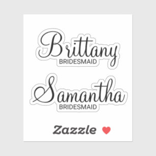Modern Personalized Bridesmaid's Name Sticker