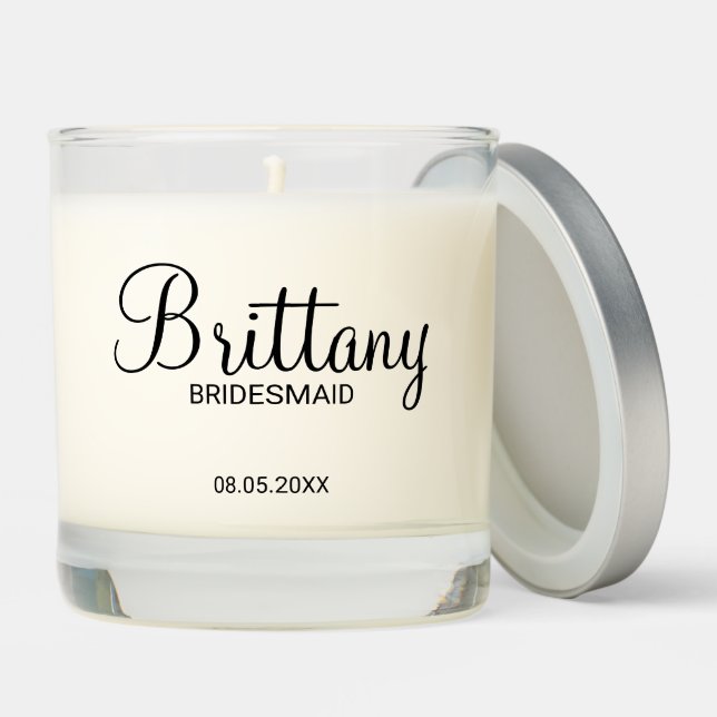 Modern Personalized Bridesmaids Scented Candle (Lid)