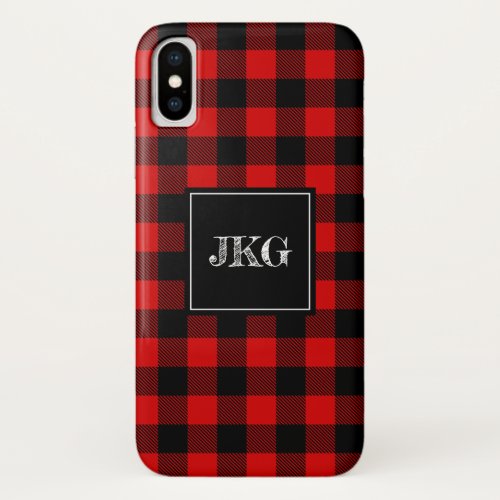 Modern Personalized Buffalo Plaid Check iPhone X Case