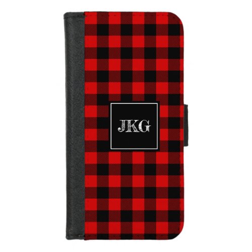 Modern Personalized Buffalo Plaid Check iPhone 87 Wallet Case