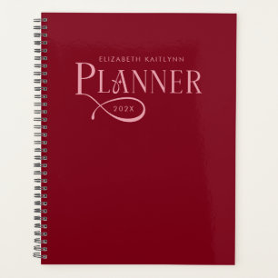 Modern Personalized Burgundy and Pink Planner