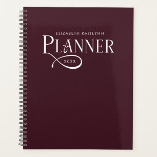 Modern Personalized Burgundy and White Planner