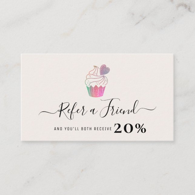 modern personalized cakery business referral card (Front)