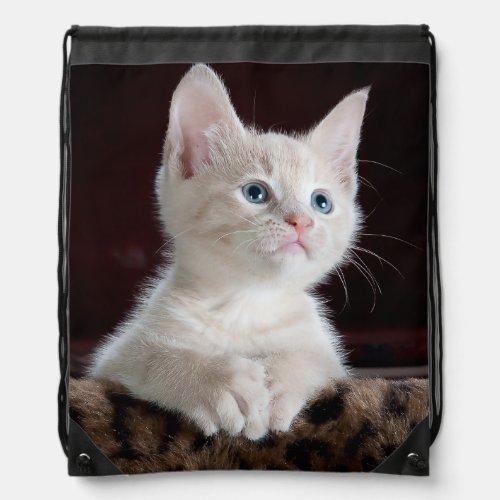 Modern Personalized Cat Pet Photo Drawstring Bag